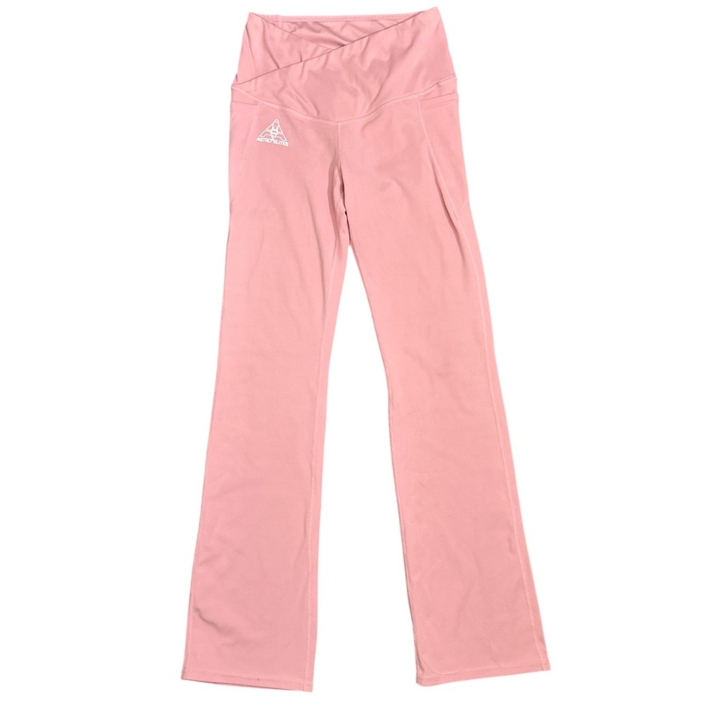 Astro Elites Pink Crossover V-Waist Flare Yoga Pants Leggings Women's Size Small